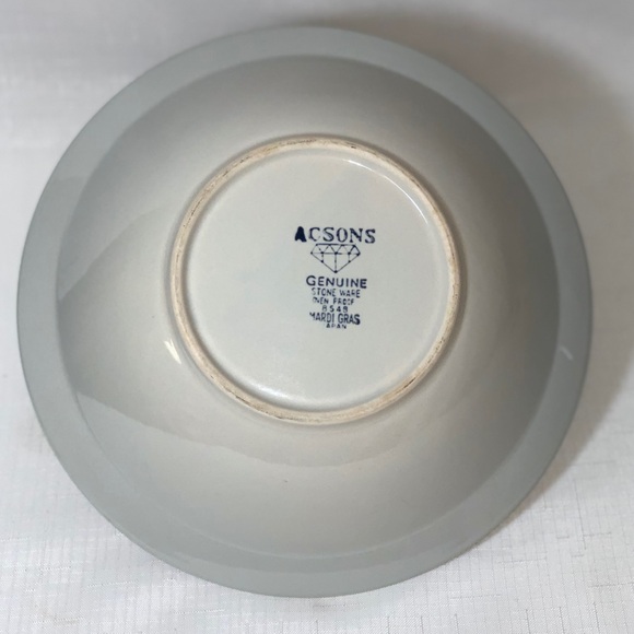VINTAGE Acsons Doral Japan Mardis Gras Daisy Genuine Stoneware 10" Serving Bowl - Picture 7 of 12